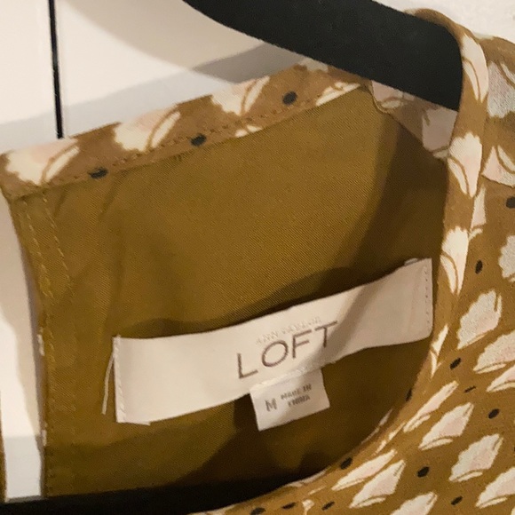 LOFT Lined Patterned Dress with Ruffle Sleeves - Picture 3 of 4